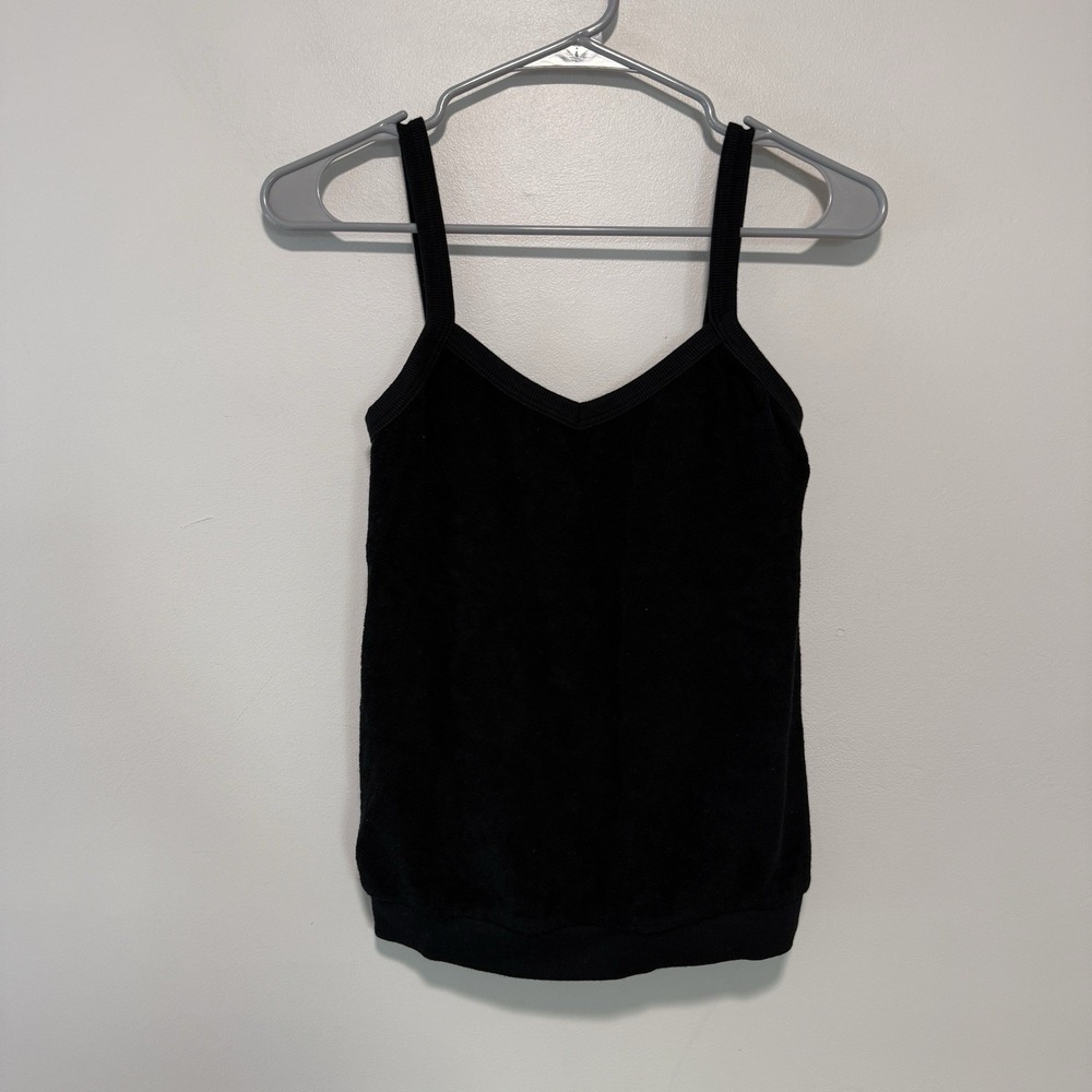 perfectwhitetee Black Terry Cloth Tank Top Size Small